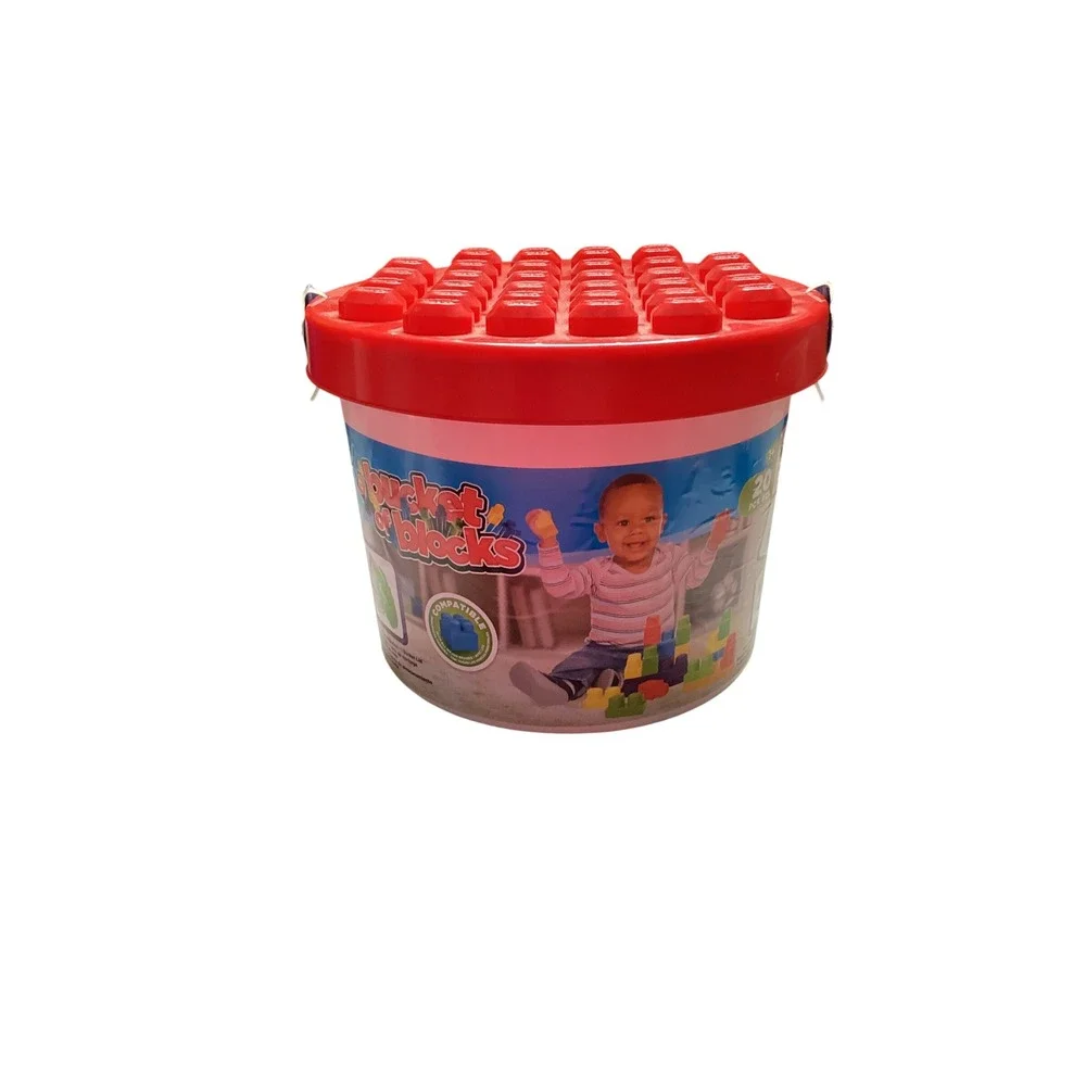 A Bucket of Blocks 20 Piece Building Set Toddler Large Blocks with Storage Tub‎